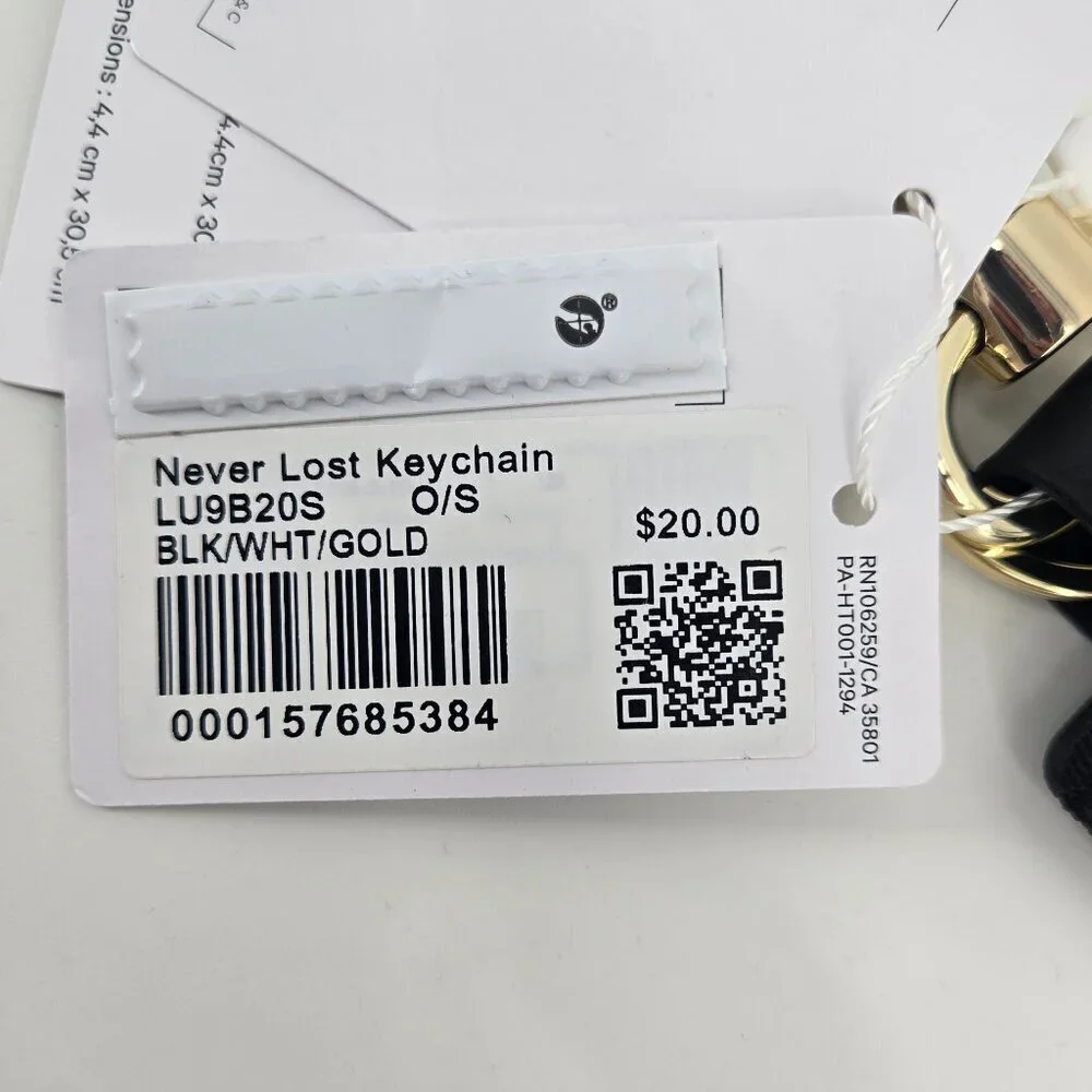 NWT Never Lost Keychain - Black/White/Gold